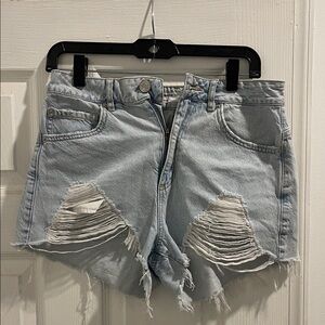 Garage Light Blue Ripped Jean Shorts
